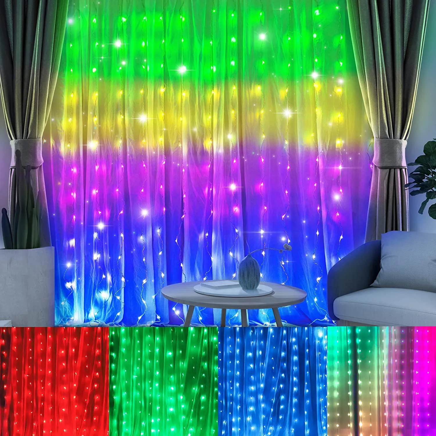 Smart 16 Colors LED Curtain String Lights USB APP Control Fairy Garland For Navidad Christmas Decoration Bedroom Wedding Outdoor
Smart 16 Colors LED Curtain String Lights USB APP Control Fairy Garland For Navidad Christmas Decoration Bedroom Wedding Outdoor