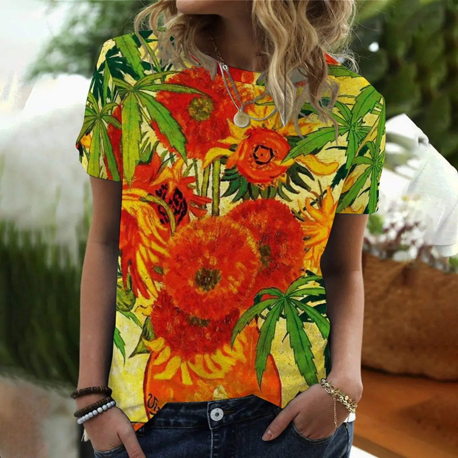 Women's New Floral Short Sleeve Outdoor Streetwear Summer Women's Polyester Fabric Crew Neck Top Art Graphic 3D T Shirt
Women's New Floral Short Sleeve Outdoor Streetwear Summer Women's Polyester Fabric Crew Neck Top Art Graphic 3D T Shirt