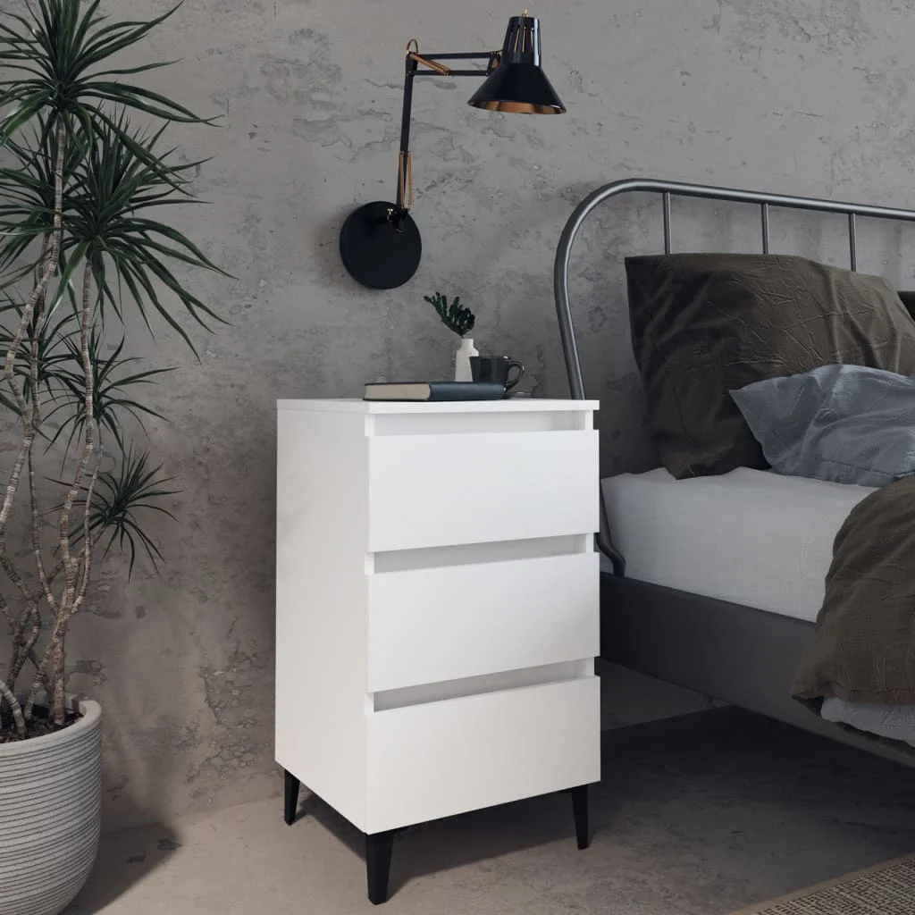 Bedside Cabinet with Metal Legs, Chipboard Nightstands, Side Table, Bedrooms Furniture White 40x35x69 cm
Bedside Cabinet with Metal Legs, Chipboard Nightstands, Side Table, Bedrooms Furniture White 40x35x69 cm