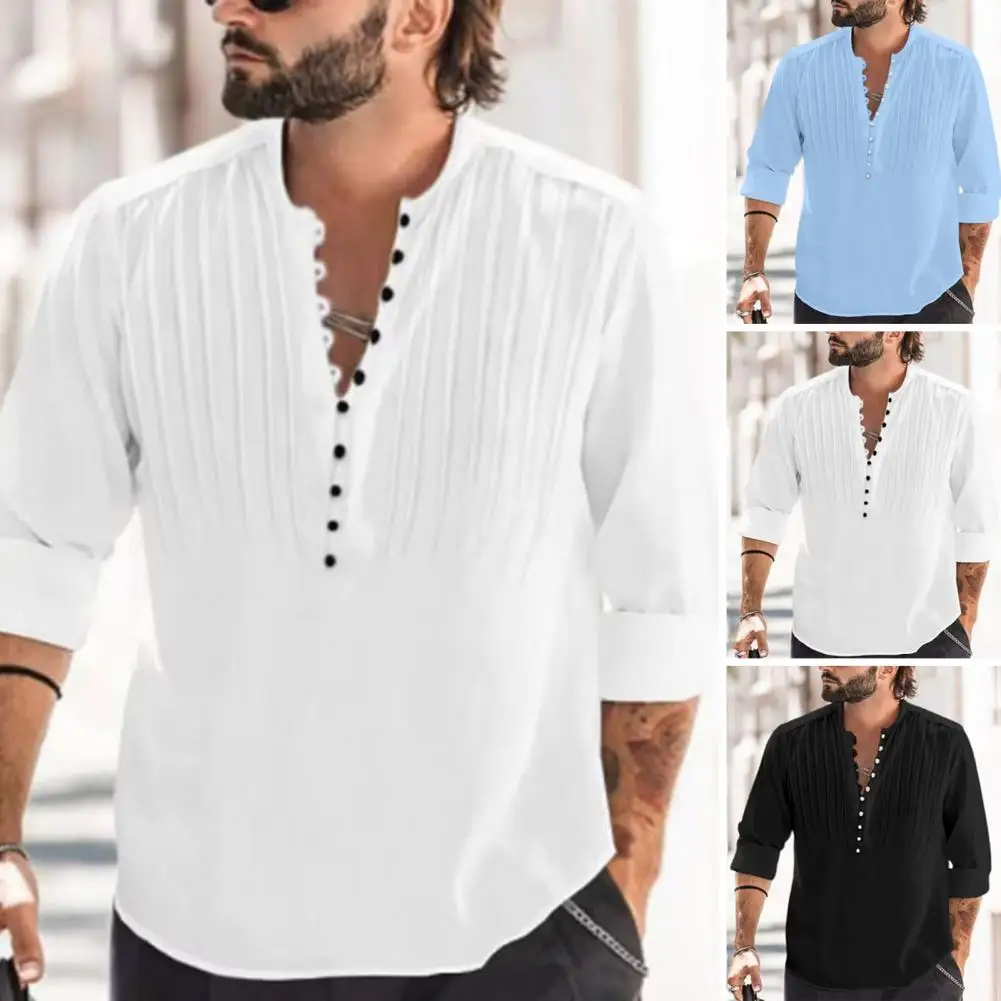 Men Summer Blouse Top Cotton Linen Shirt Half Single-breasted Solid Color Buttons Long Sleeves Casual Mid Length Male Clothes
Men Summer Blouse Top Cotton Linen Shirt Half Single-breasted Solid Color Buttons Long Sleeves Casual Mid Length Male Clothes