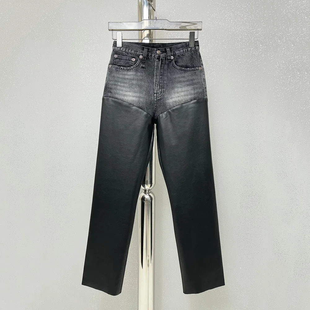 Hot sell sexy pants,Black Retro PU Leather Stitching Women's Straight Pants Spring Fashion Personality Casual Hundred Matching J
Hot sell sexy pants,Black Retro PU Leather Stitching Women's Straight Pants Spring Fashion Personality Casual Hundred Matching J