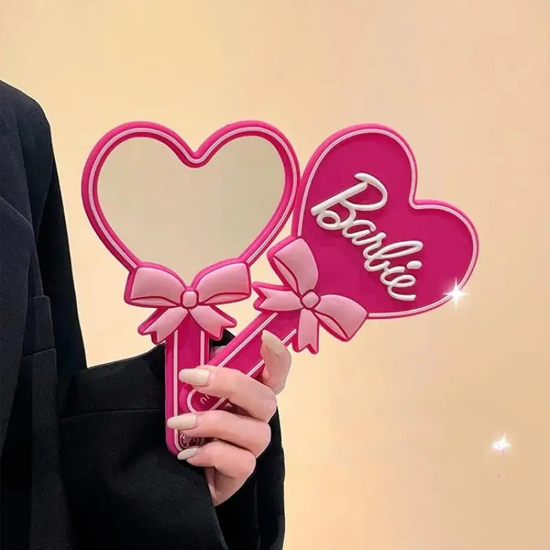 

2 шт. кавайное зеркало для макияжа Барби аниме портативное розовое мини-зеркало для макияжа с сердечками симпатичное розовое зеркало с ручкой для девушки подарок на день рождения