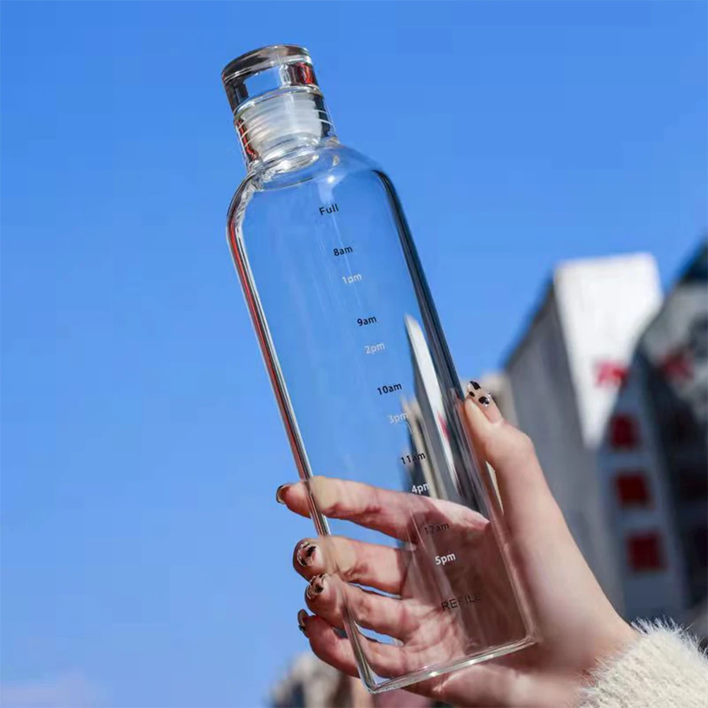 500ml Large Capacity Glass Bottle With Time Marker Cover For Water Drinks Transparent Milk Juice Simple Cup Birthday Gift
500ml Large Capacity Glass Bottle With Time Marker Cover For Water Drinks Transparent Milk Juice Simple Cup Birthday Gift