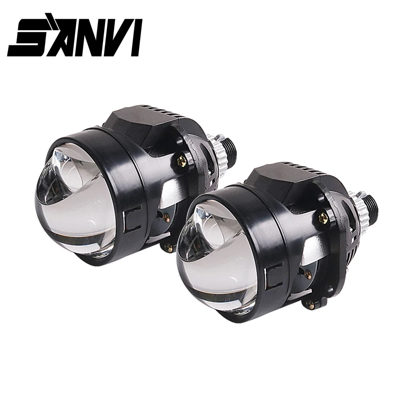 

Sanvi Car 12V 94W Bi LED Hyperboloid Projector Headlights Lens Angel Eye H4 H7 9005 9006 Hella 3R G5 For 2.5 inch Light LHD