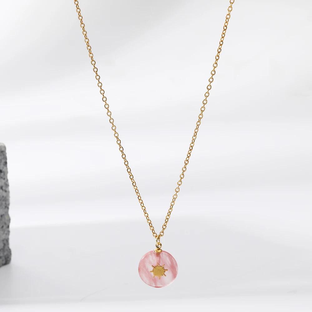 18K Real Gold Plated Pendant Necklaces Elegant Luxury Natural Stone Stainless Steel Necklace Ladies Exquisite Clavicle Chains 
18K Real Gold Plated Pendant Necklaces Elegant Luxury Natural Stone Stainless Steel Necklace Ladies Exquisite Clavicle Chains