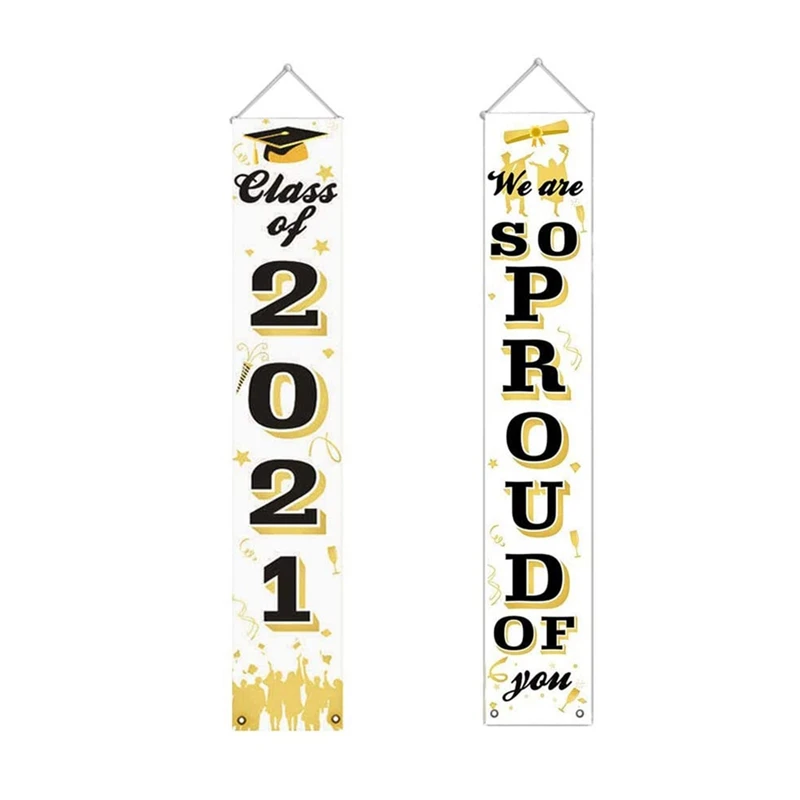 Graduation Porch Sign - Class of 2021 & We Are So Proud of You Graduation Hanging Banner for Graduation Party Decoration
Graduation Porch Sign - Class of 2021 & We Are So Proud of You Graduation Hanging Banner for Graduation Party Decoration