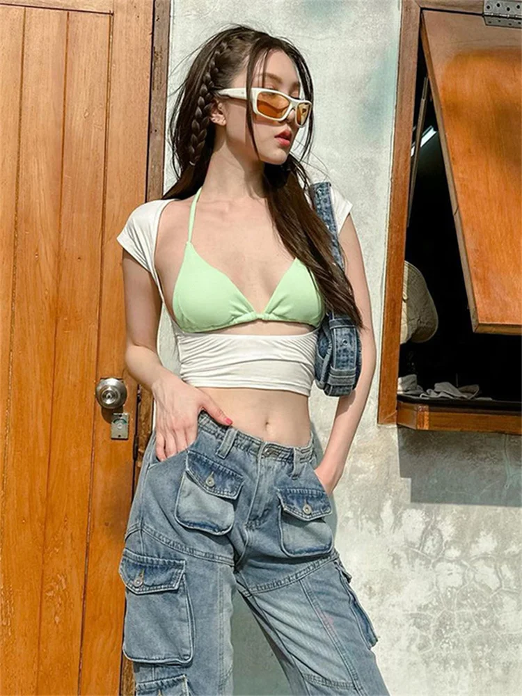 Pmwrun Summer Sweet Patchwork Hollow Out Crop Top Sexy Short Sleeveless Skinny Slim Short Women's T-Shirts Casual Streetwear
Pmwrun Summer Sweet Patchwork Hollow Out Crop Top Sexy Short Sleeveless Skinny Slim Short Women's T-Shirts Casual Streetwear