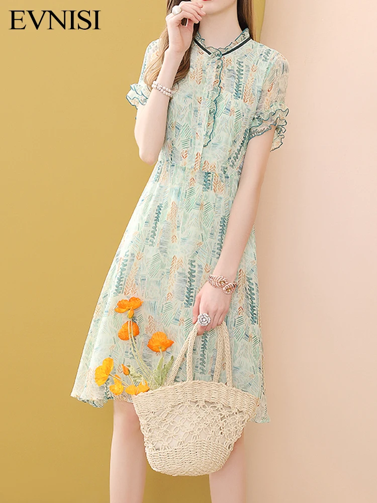 EVNISI Green Chiffon Print Dress 2022 Summer New Floral Dress Bohemian Ruffle A-line Dresses Beach Side Vestidos
EVNISI Green Chiffon Print Dress 2022 Summer New Floral Dress Bohemian Ruffle A-line Dresses Beach Side Vestidos