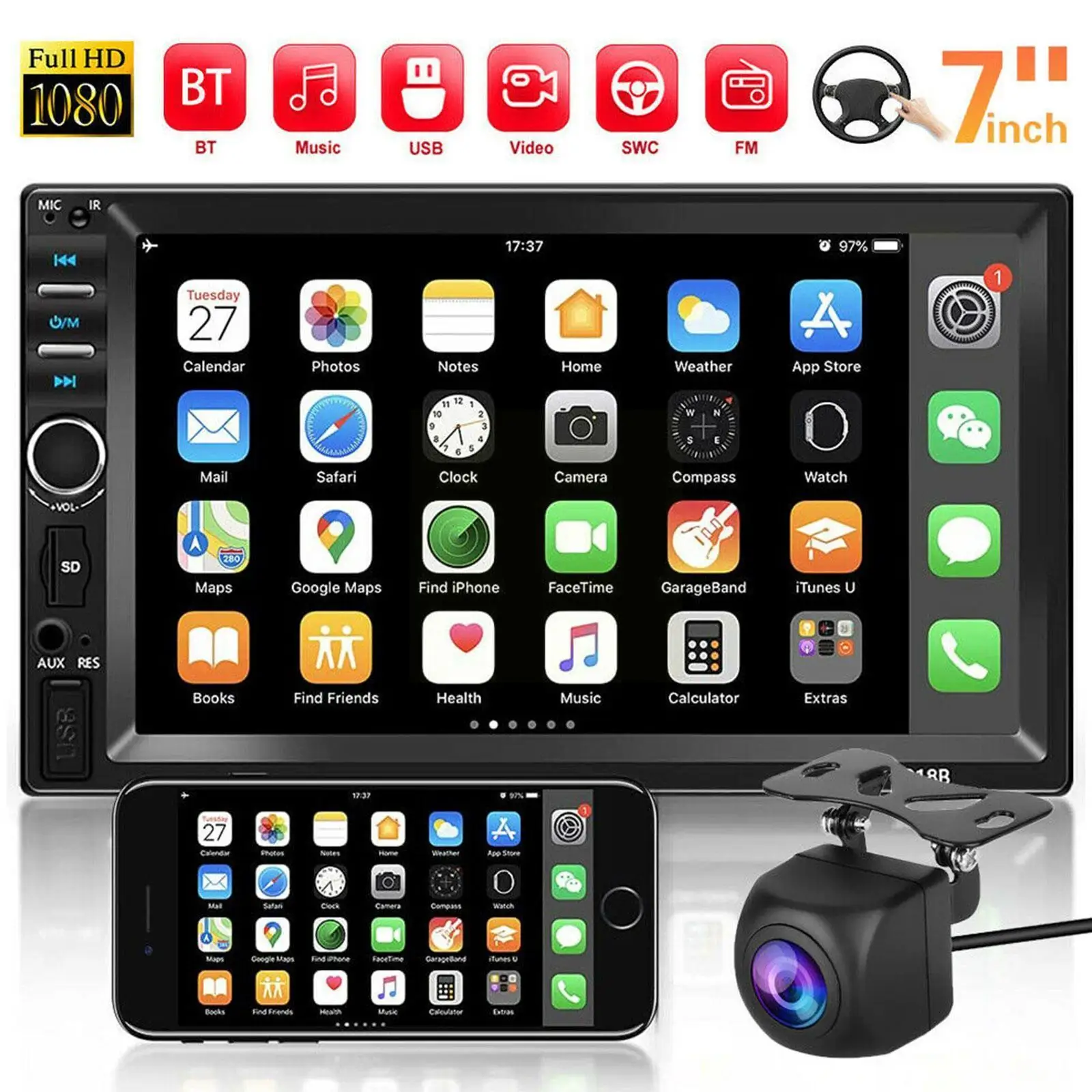 Car Radio 2 Din 7" HD 1080P Full Screen Screen Autoradio Multimedia Radio MP5 Stereo Supports USB Player W3D2
Car Radio 2 Din 7" HD 1080P Full Screen Screen Autoradio Multimedia Radio MP5 Stereo Supports USB Player W3D2