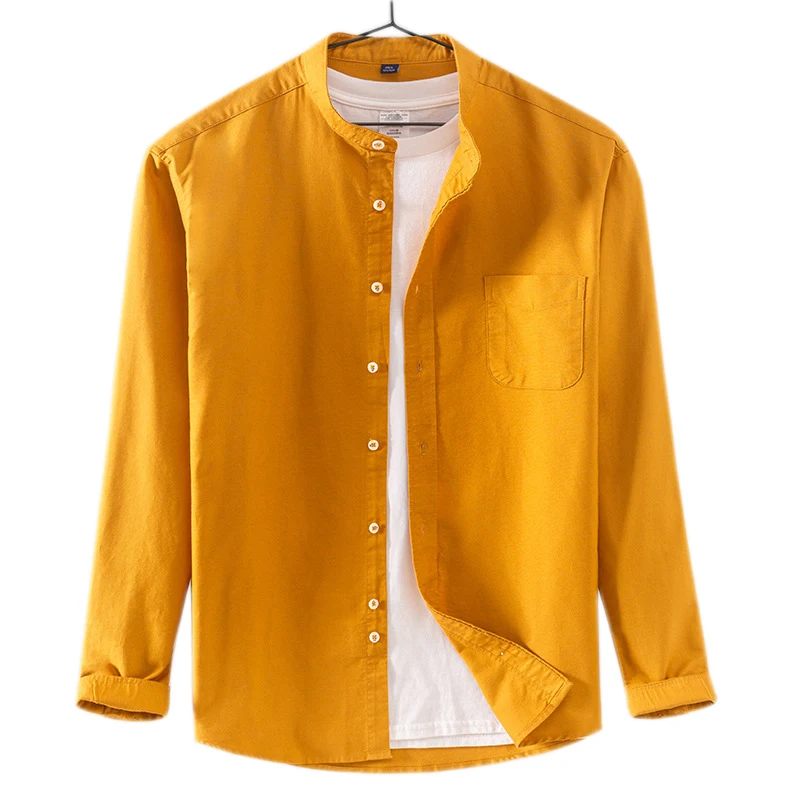 Men Casual Shirts Strip Long Sleeve Stand Collar Chest Single Pocket Solid Color Oxford Cotton Dress Shirt For Man Regular Fit 
Men Casual Shirts Strip Long Sleeve Stand Collar Chest Single Pocket Solid Color Oxford Cotton Dress Shirt For Man Regular Fit