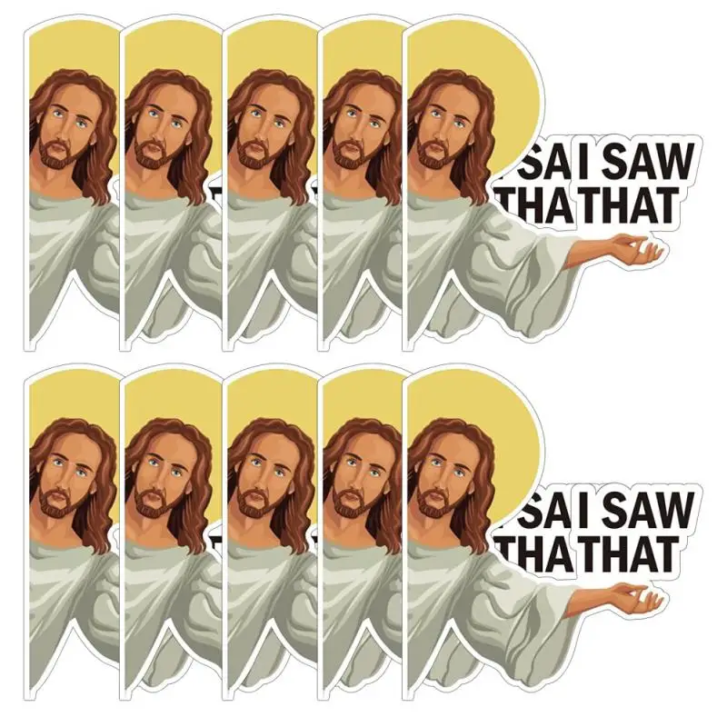 10pcs Funny I Saw That Jesus Graphic Sticker Multi-use Moist-proof Easy Removing Decal For Notebook Water Bottle Laptop Sticker
10pcs Funny I Saw That Jesus Graphic Sticker Multi-use Moist-proof Easy Removing Decal For Notebook Water Bottle Laptop Sticker