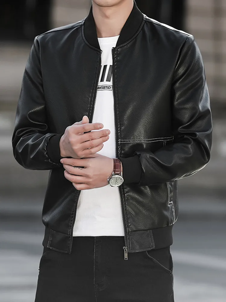 Men's Spring and Autumn New Products Casual Slim O-neck Zipper Long-sleeved Solid-color Leather Jacket 4-color Optional Jacket
Men's Spring and Autumn New Products Casual Slim O-neck Zipper Long-sleeved Solid-color Leather Jacket 4-color Optional Jacket