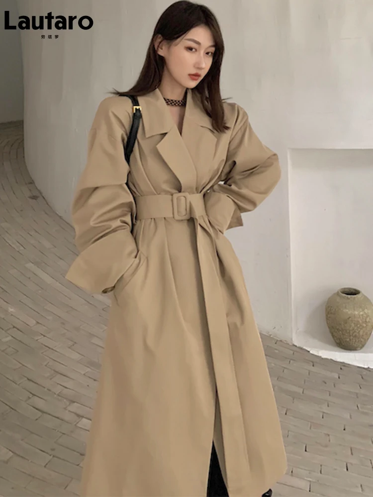 Lautaro Spring Autumn Long Oversized Brown Trench Coat for Women Belt Runway Loose Designer Clothing Korean Style Fashion 2022
Lautaro Spring Autumn Long Oversized Brown Trench Coat for Women Belt Runway Loose Designer Clothing Korean Style Fashion 2022