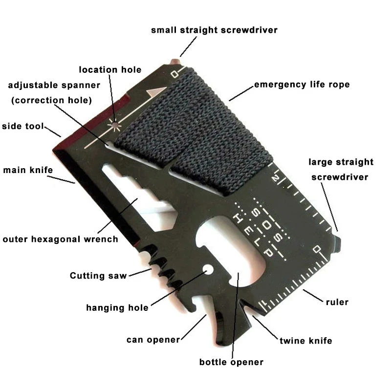 14-IN-1 Multifunctional Pocket Credit Card Tool Portable Outdoor Camping Emergency Gear Survival Multi-Tool Emergency Tools
14-IN-1 Multifunctional Pocket Credit Card Tool Portable Outdoor Camping Emergency Gear Survival Multi-Tool Emergency Tools
