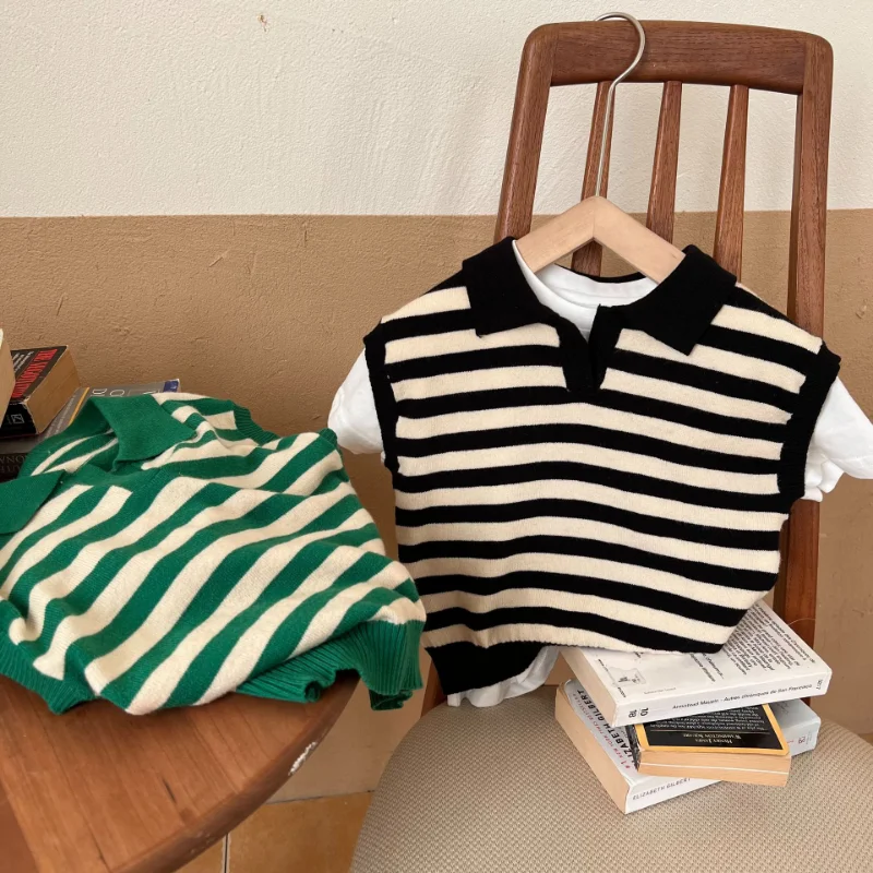 Children's Vest 2022 Summer New Boys and Girls Lapel Sweater Baby Striped Knitted Sleeveless Clothes Summer Cotton Unisex 2023
Children's Vest 2022 Summer New Boys and Girls Lapel Sweater Baby Striped Knitted Sleeveless Clothes Summer Cotton Unisex 2023