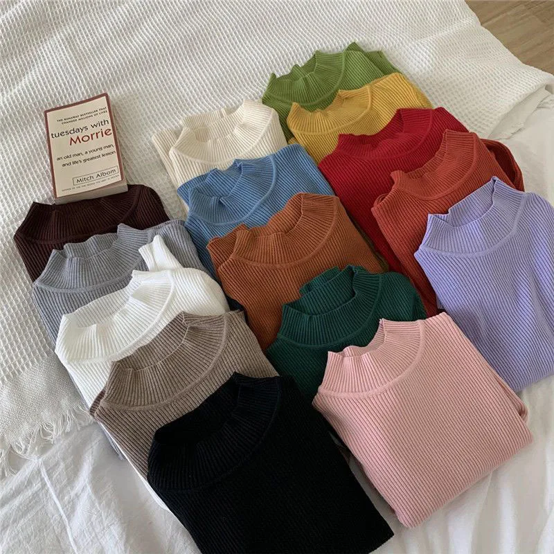 Lucyever Autumn New Women Pullover Sweater Solid Color Half Turtleneck Knitted Ladies Jumpers Korean Soft Elastic Basic Sweaters
Lucyever Autumn New Women Pullover Sweater Solid Color Half Turtleneck Knitted Ladies Jumpers Korean Soft Elastic Basic Sweaters