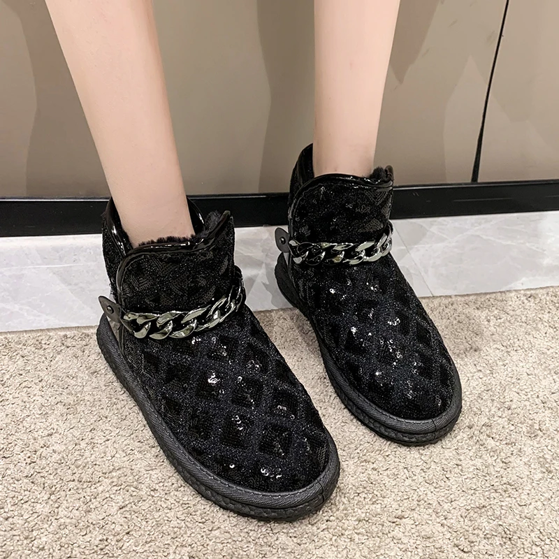 Женские ботинки на толстой подошве, Теплые ботильоны из хлопка, с бархатной подкладкой, с круглым носком, с цепочкой, с блестками, размеры 36-42...
Женские ботинки на толстой подошве, Теплые ботильоны из хлопка, с бархатной подкладкой, с круглым носком, с цепочкой, с блестками, размеры 36-42...