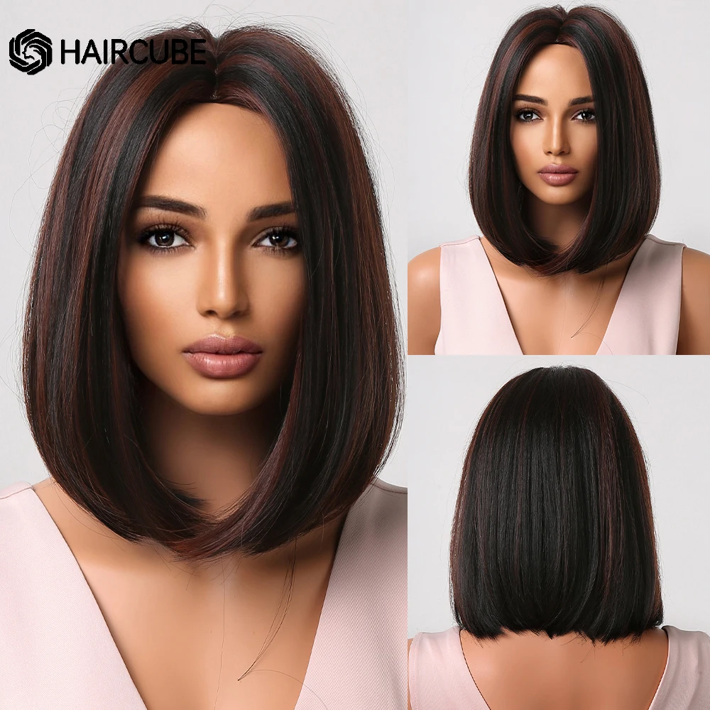 HAIRCUBE Short Highlight Synthetic Wigs Black Brown With Red Brown Shoulder Length Bob Wigs for Women Daily Cosplay Natural Wigs
HAIRCUBE Short Highlight Synthetic Wigs Black Brown With Red Brown Shoulder Length Bob Wigs for Women Daily Cosplay Natural Wigs