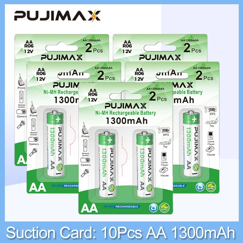 PUJIMAX 10Pcs/Lot AA Rechargeable Battery 1300mAh Large Capacity Original Multi-factor Authentication For Alarm Clock Doorbell 
PUJIMAX 10Pcs/Lot AA Rechargeable Battery 1300mAh Large Capacity Original Multi-factor Authentication For Alarm Clock Doorbell