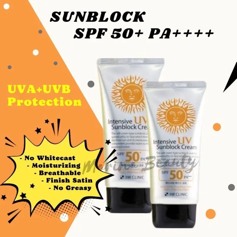 

3W CLINIC UV Sunblock Cream SPF50 PA+++ 70ml Refreshing Sunscreen Moisturizing Whitening Lightening Sun Cream Oil-control