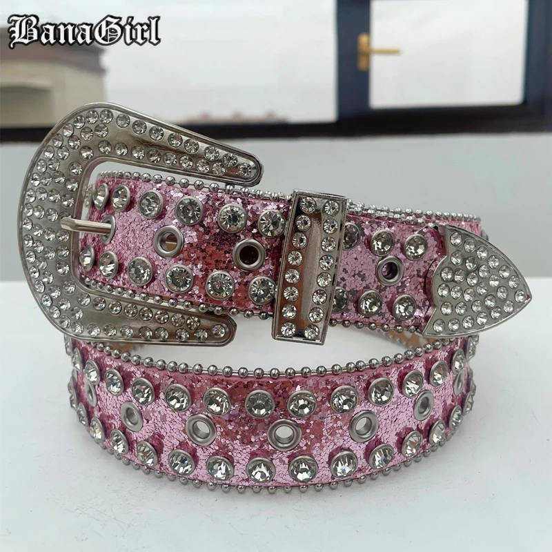 Punk Rock Rhinestone Belts Luxury Designer Leather Strap Pink Diamond Bling Belt Western Cowboy Cowgirl Cinturones Para Mujer
Punk Rock Rhinestone Belts Luxury Designer Leather Strap Pink Diamond Bling Belt Western Cowboy Cowgirl Cinturones Para Mujer