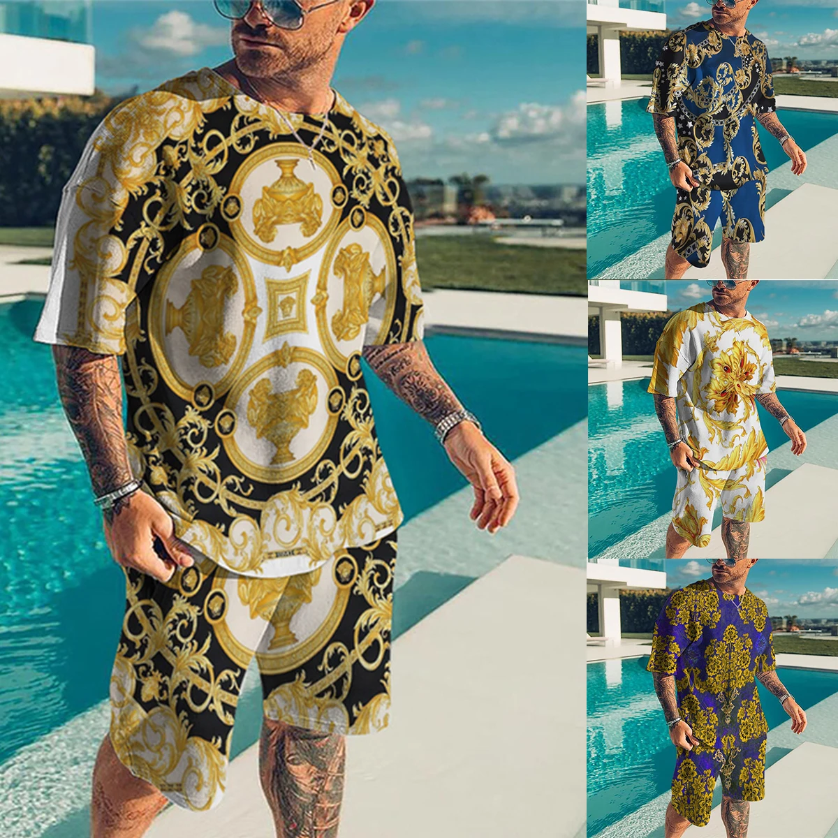 2022 Summer Men's 3d Printing Baroque Pattern set casual O-Neck Short Sleeve T-shirt Shorts Suit Man Sportwear Clothes Tracksuit
2022 Summer Men's 3d Printing Baroque Pattern set casual O-Neck Short Sleeve T-shirt Shorts Suit Man Sportwear Clothes Tracksuit