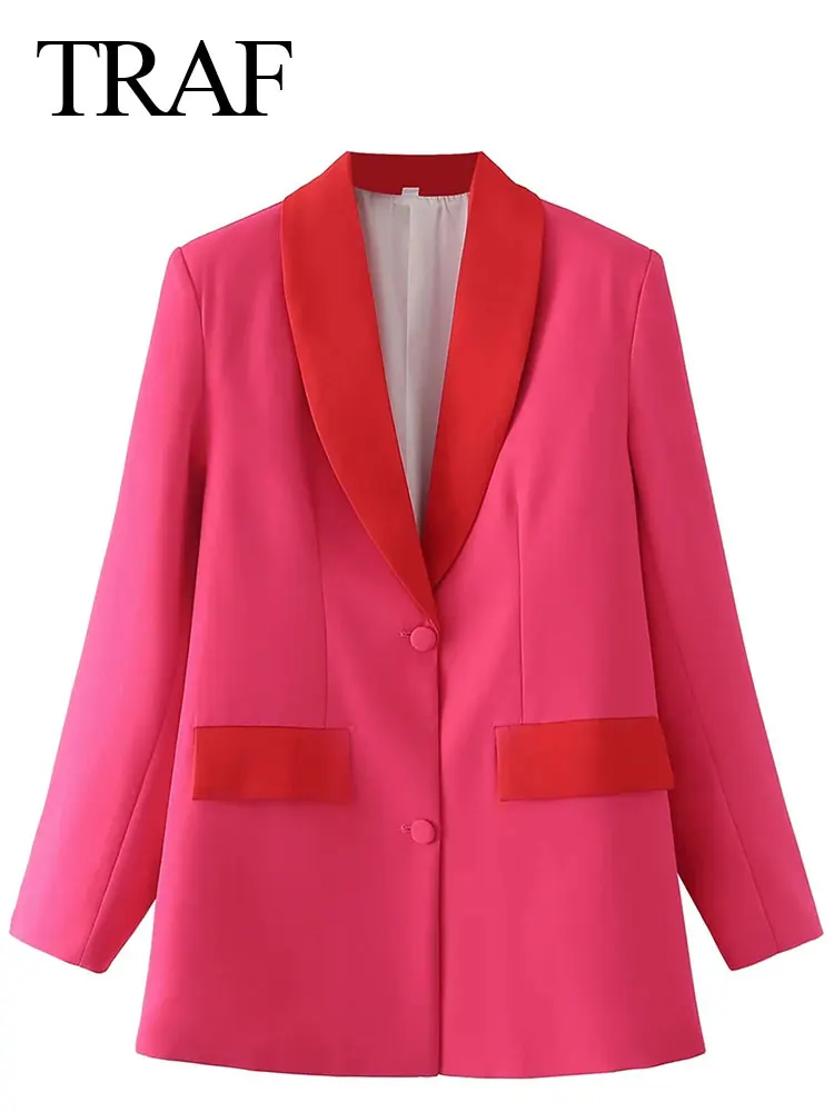 TRAF Comfortable Commuter Daily Two Button Pocket Women's Blazer Fluorescent Rose Colorblock Neck Fashion Lady Blazer New 
TRAF Comfortable Commuter Daily Two Button Pocket Women's Blazer Fluorescent Rose Colorblock Neck Fashion Lady Blazer New