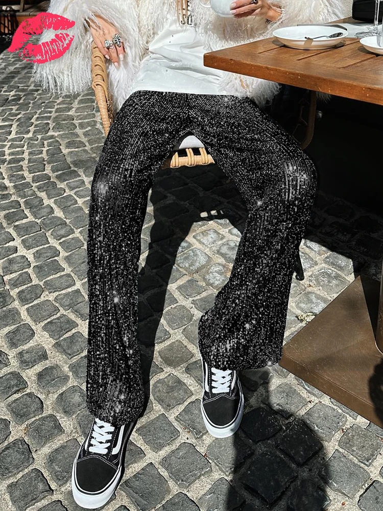 Tossy Sequin High Waist Fashion Women's Pants Solid Glitter Elegant Club Y2k Trousers Streetwear Summer 2023 New Women Trousers
Tossy Sequin High Waist Fashion Women's Pants Solid Glitter Elegant Club Y2k Trousers Streetwear Summer 2023 New Women Trousers