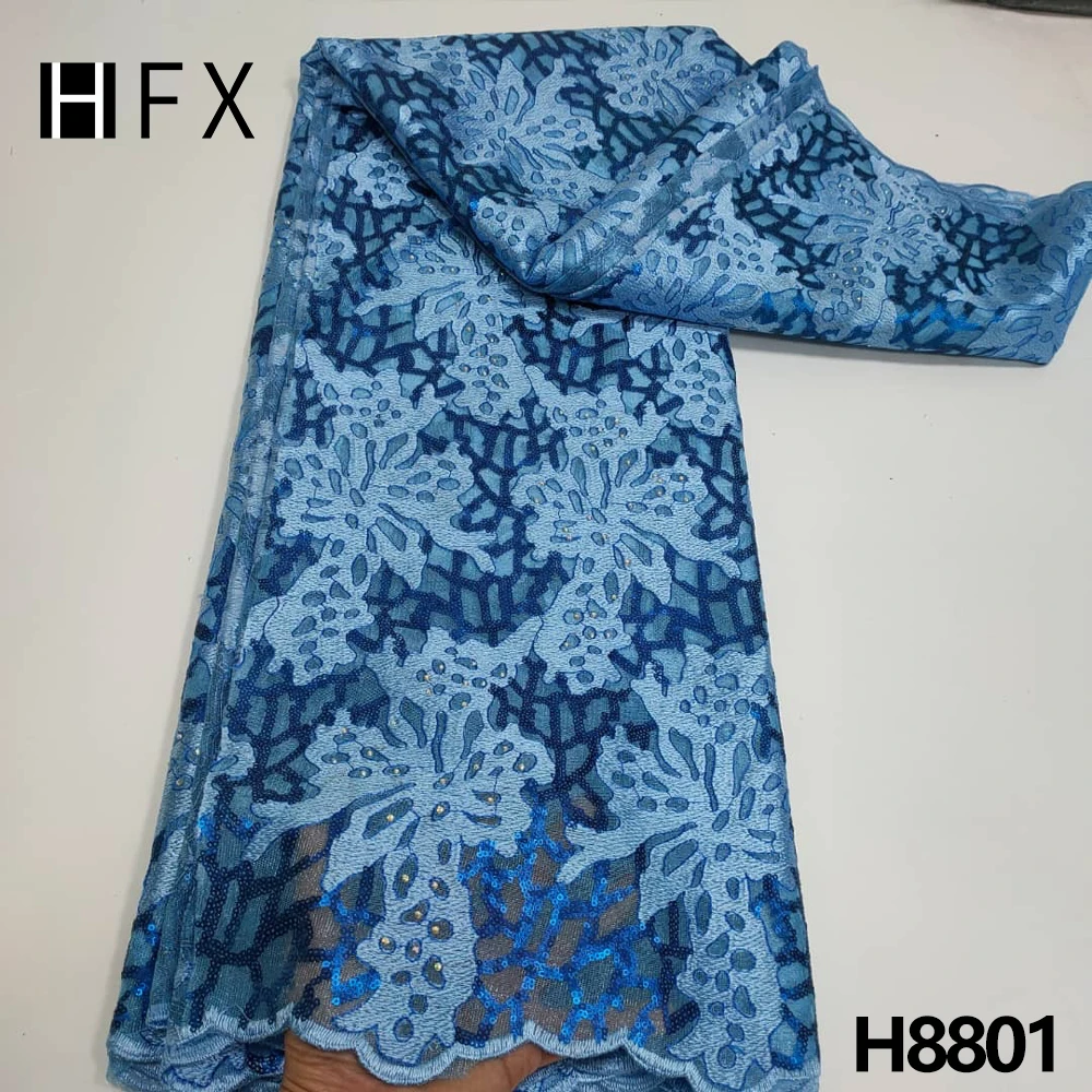 HFX Blue African Lace Fabrics For 2023 French Tulle Mesh Lace Fabrics With Sequins Nigerian Lace Fabric For Wedding Party F8801
HFX Blue African Lace Fabrics For 2023 French Tulle Mesh Lace Fabrics With Sequins Nigerian Lace Fabric For Wedding Party F8801