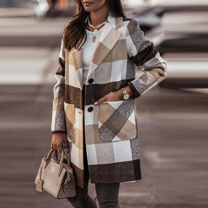 Autumn Fashion Plaid Print Lapel Ninth Sleeve Robe Coat Women Elegant Casual Office Cardigan Coat Winter Warm Ladies Woolen Coat
Autumn Fashion Plaid Print Lapel Ninth Sleeve Robe Coat Women Elegant Casual Office Cardigan Coat Winter Warm Ladies Woolen Coat