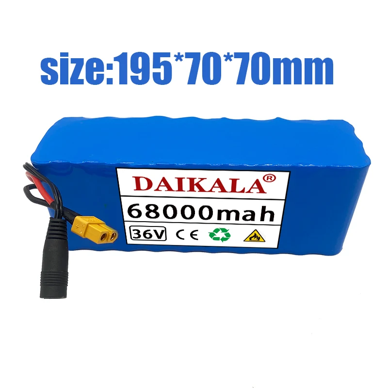 Daikala 10S3P 36V 68000mAh XT60 500W, 42V, 68Ah, BMS, with charger, suitable for bicycles and Motorized scooter+42V charger
Daikala 10S3P 36V 68000mAh XT60 500W, 42V, 68Ah, BMS, with charger, suitable for bicycles and Motorized scooter+42V charger
