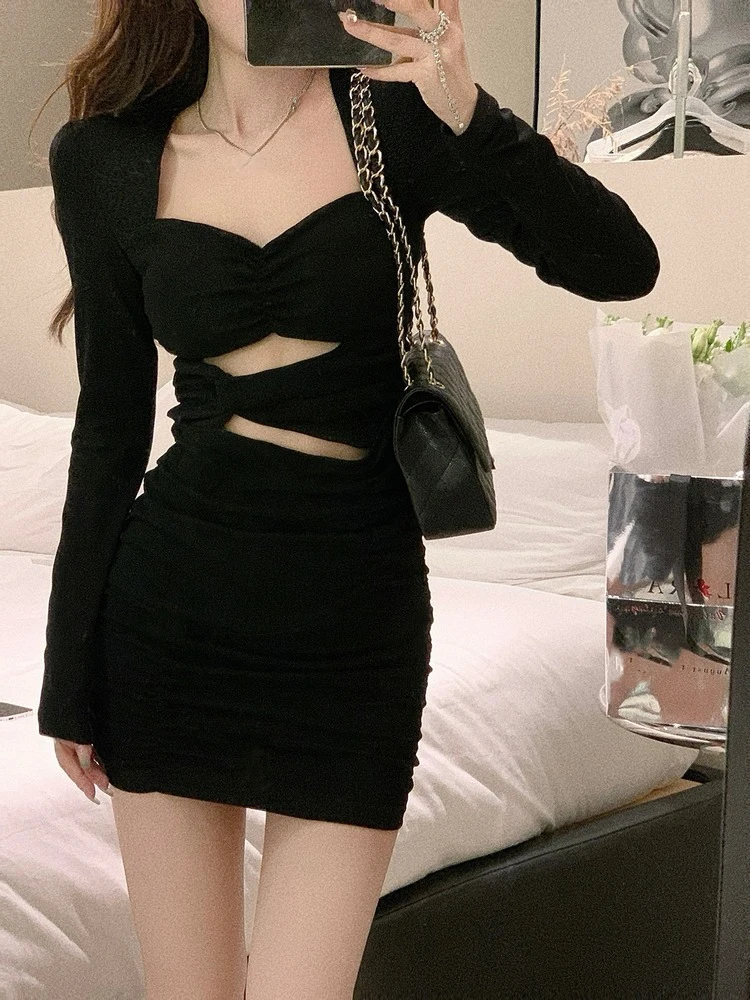Black Bodycon Dress Women 2022 Autumn Long Sleeve Short Party Dress Office Lady Pure Color Elegant Vintage Y2k Mini Dress Korean
Black Bodycon Dress Women 2022 Autumn Long Sleeve Short Party Dress Office Lady Pure Color Elegant Vintage Y2k Mini Dress Korean