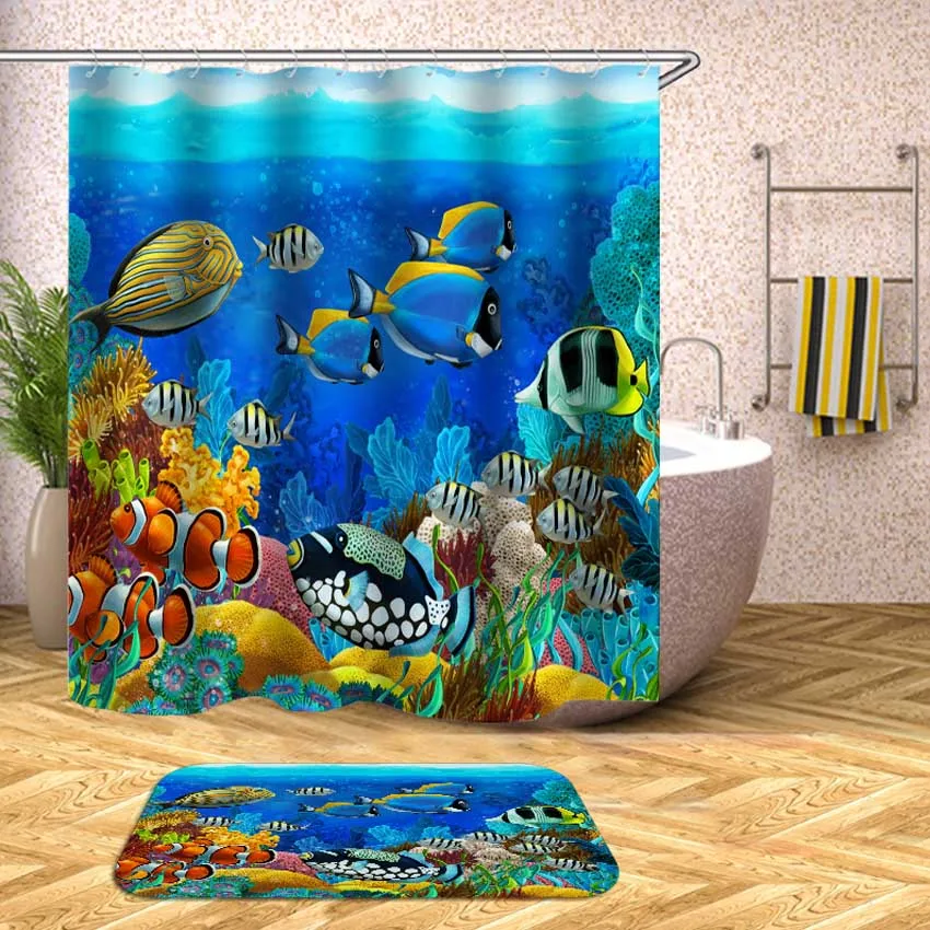 Tropical Fish Shower Curtain Undersea Turtle Waterproof Bath Curtains for Bathroom Bathtub Bathing Cover Large Wide 12pcs Hooks
Tropical Fish Shower Curtain Undersea Turtle Waterproof Bath Curtains for Bathroom Bathtub Bathing Cover Large Wide 12pcs Hooks