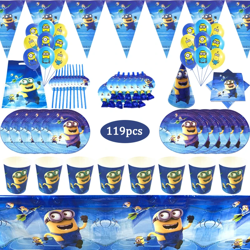 119Pcs Anime Little Yellow Man with Big Eyes Boys Birthday Party Disposable Tableware Set Peper Cup Plate Baby Shower Supplies
119Pcs Anime Little Yellow Man with Big Eyes Boys Birthday Party Disposable Tableware Set Peper Cup Plate Baby Shower Supplies