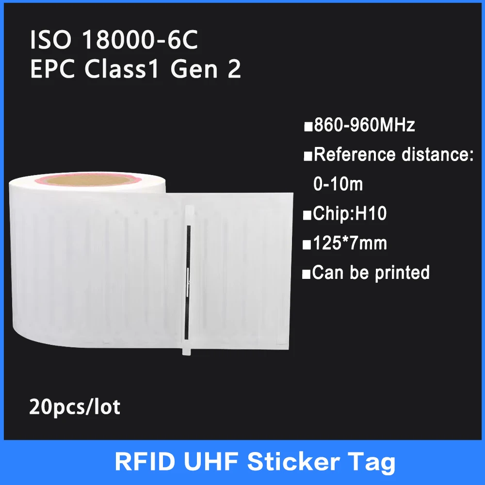 20 шт., этикетка UHF RFID с влажной инкрустацией, 860-6C, 960-915 МГц
20 шт., этикетка UHF RFID с влажной инкрустацией, 860-6C, 960-915 МГц