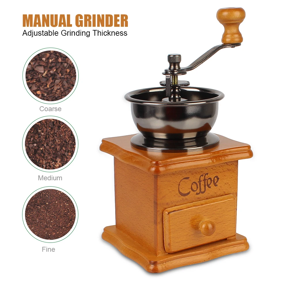 Coffee Utensils Wooden Manual Coffee Bean Grinder Spice Burr Mill with Ceramic Millston Stainless Steel Handle Retro Style
Coffee Utensils Wooden Manual Coffee Bean Grinder Spice Burr Mill with Ceramic Millston Stainless Steel Handle Retro Style