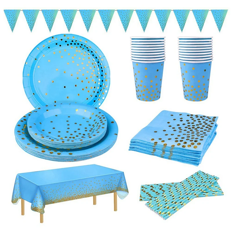127 Pack Party Tableware Set Serve 25 Party Supplies Blue Bronzing Foil Paper Plates Napkins Cups Straws Table Linen Set
127 Pack Party Tableware Set Serve 25 Party Supplies Blue Bronzing Foil Paper Plates Napkins Cups Straws Table Linen Set