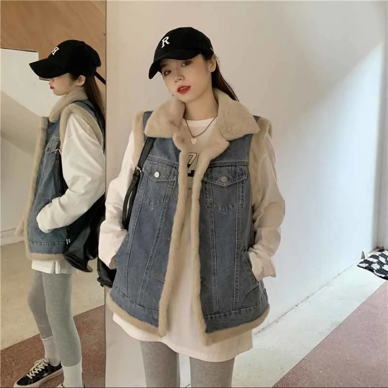 Woman Autumn Hot Sale Velvet Denim Vests Winer Thick Vest Warm Denim Waistcoat Women Coat Jackets
Woman Autumn Hot Sale Velvet Denim Vests Winer Thick Vest Warm Denim Waistcoat Women Coat Jackets