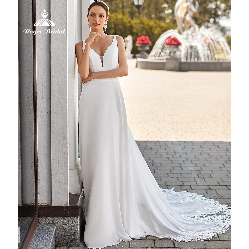 Sexy V-Neck Ivory Wedding Dress A Line 2023 Women dress Lace And Chiffon Backless Wedding Gown With Court Train Vestido De Noiva
Sexy V-Neck Ivory Wedding Dress A Line 2023 Women dress Lace And Chiffon Backless Wedding Gown With Court Train Vestido De Noiva
