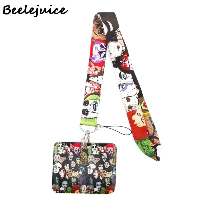 

Michale Myers Horror Characters Lanyard Credit Card ID Holder Bag Student Women Travel Card Cover Badge Car Keychain Accessories