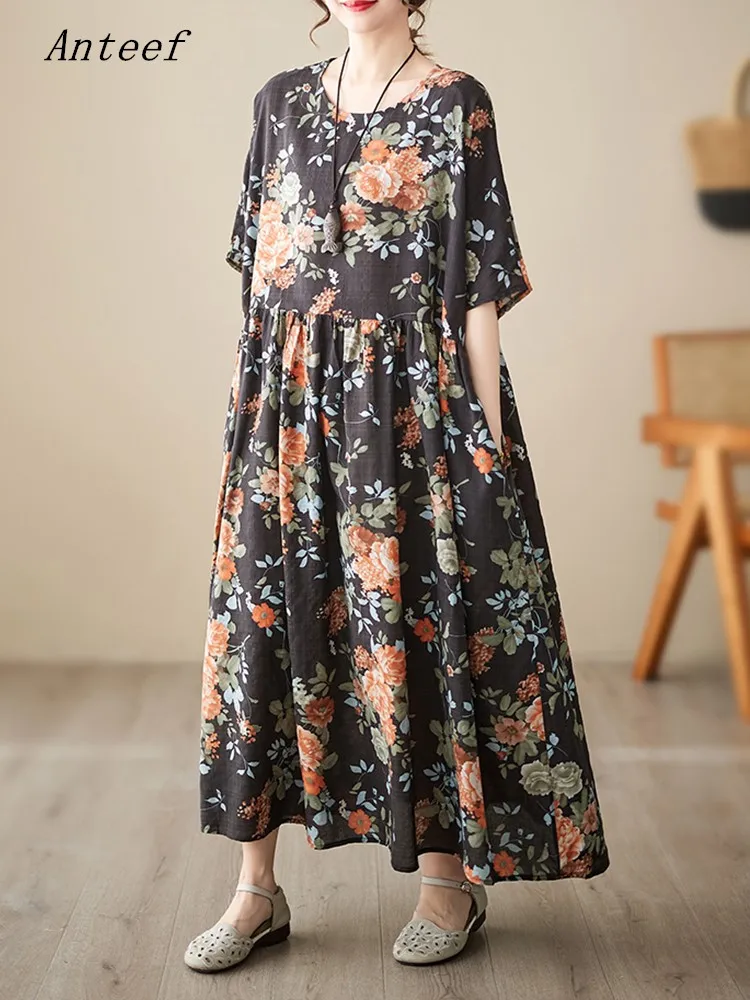 Anteef short sleeve oversized cotton vintage floral dresses for women casual loose long summer dress elegant clothing 2023
Anteef short sleeve oversized cotton vintage floral dresses for women casual loose long summer dress elegant clothing 2023