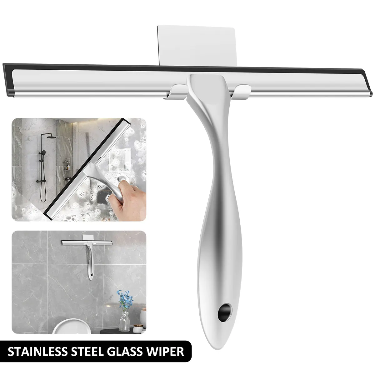 Скребок для душа из нержавеющей стали, Многофункциональный Швабра с крючком на клейкой основе для окон и зеркал, бытовой 
Скребок для душа из нержавеющей стали, Многофункциональный Швабра с крючком на клейкой основе для окон и зеркал, бытовой