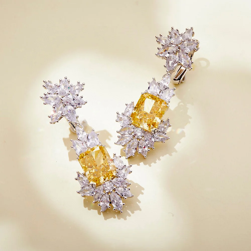 High Fashion Luxury Brand Yello Stone Crystal Snowflake Flower Tassel Earrings For Women Party Wedding Gorgeous Jewelry
High Fashion Luxury Brand Yello Stone Crystal Snowflake Flower Tassel Earrings For Women Party Wedding Gorgeous Jewelry