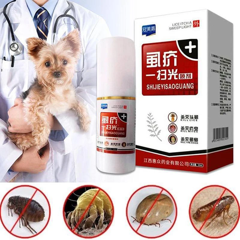 

Pet Cats Dogs Flea Killer Spray 30ml Puppy Tick Mite Mange Treatment Liquid
