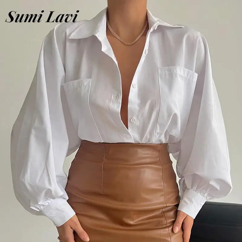Fashion Ladies Office Commuter Blouse Casual Street Loose Lapel Lantern Long Sleeve Shirt Autumn Solid Single Breasted Top Blusa
Fashion Ladies Office Commuter Blouse Casual Street Loose Lapel Lantern Long Sleeve Shirt Autumn Solid Single Breasted Top Blusa