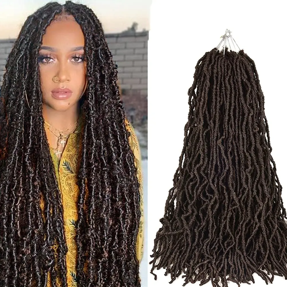 

Goddess Nu Locs Soft Curly Faux Locs Crochet Hair Braids 18inch Synthetic Ombre Braiding Hair Extensions Pre Loop