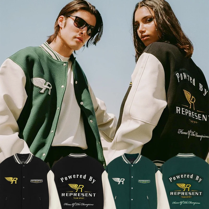 Куртка с вышивкой, Высококачественная хлопковая теплая свободная бейсбольная униформа для мужчин и женщин