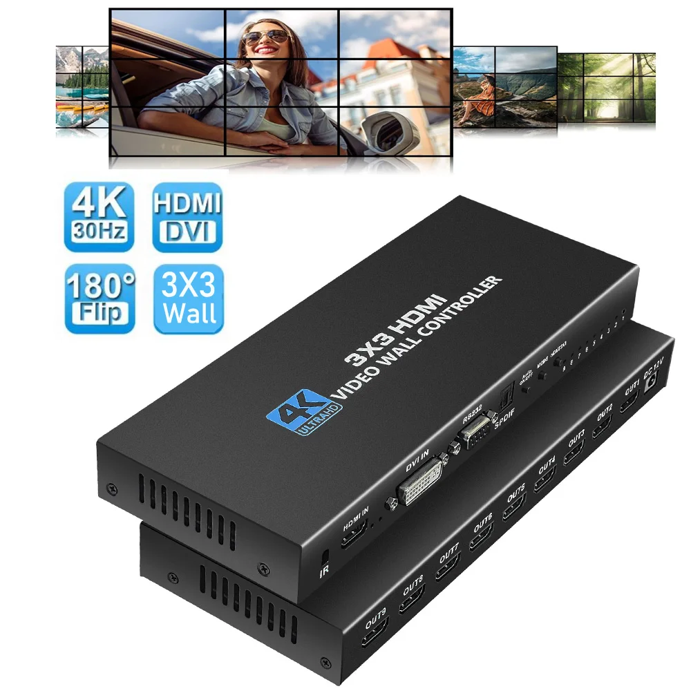 HDMI Video Wall Controller 3X3 4K 30Hz video Power Adapter 1X9 Screen splitter Wall Mount 12V HDMI Processor
HDMI Video Wall Controller 3X3 4K 30Hz video Power Adapter 1X9 Screen splitter Wall Mount 12V HDMI Processor