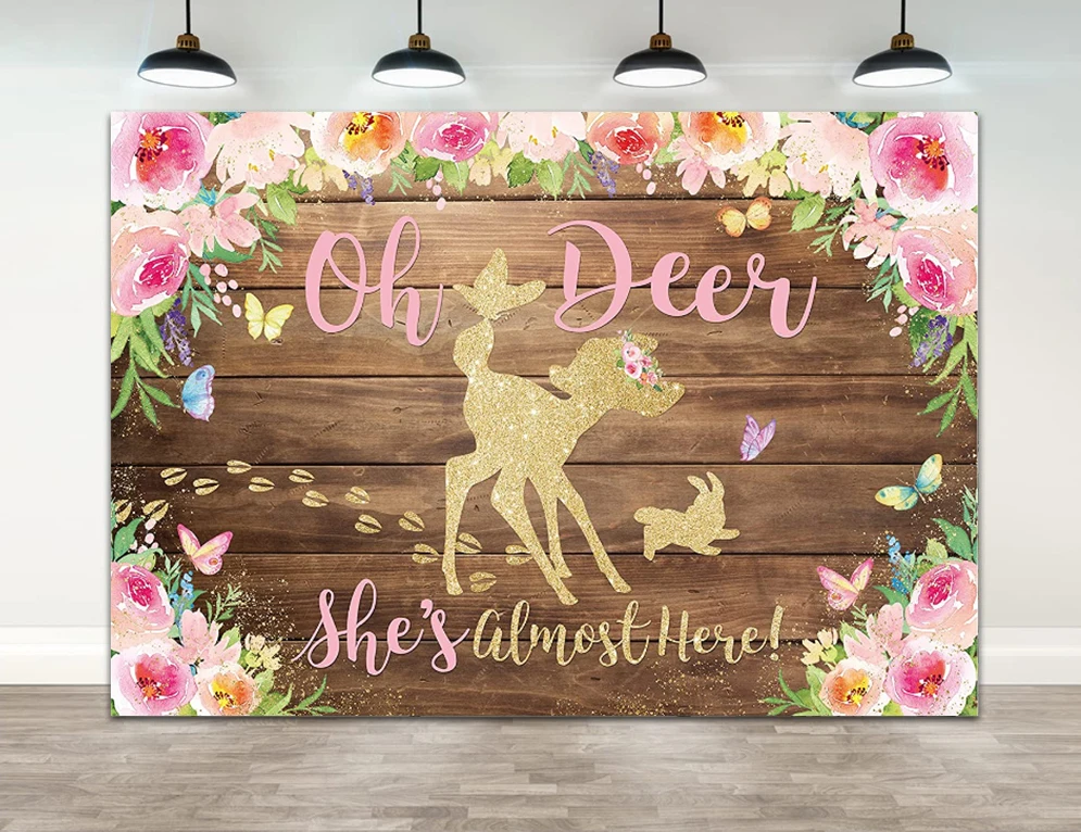 Bambi Deer She's Almost Here Backdrop for Girl Pink Boho Floral Background Woodland Baby Shower Banner Little Doe Butterfly
Bambi Deer She's Almost Here Backdrop for Girl Pink Boho Floral Background Woodland Baby Shower Banner Little Doe Butterfly