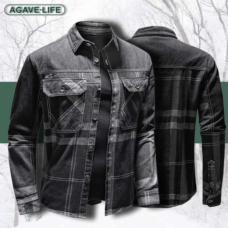 Men's Casual Plaid Jean Outwears Male Clothing Spring Autumn Denim Shirt Coat Men Long Sleeve Military Loose Cowboy Shirt Jacket
Men's Casual Plaid Jean Outwears Male Clothing Spring Autumn Denim Shirt Coat Men Long Sleeve Military Loose Cowboy Shirt Jacket